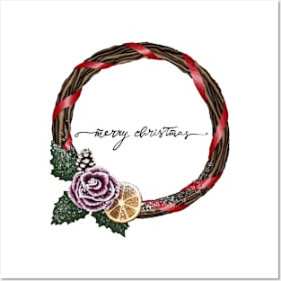 Merry Christmas Wreath Posters and Art